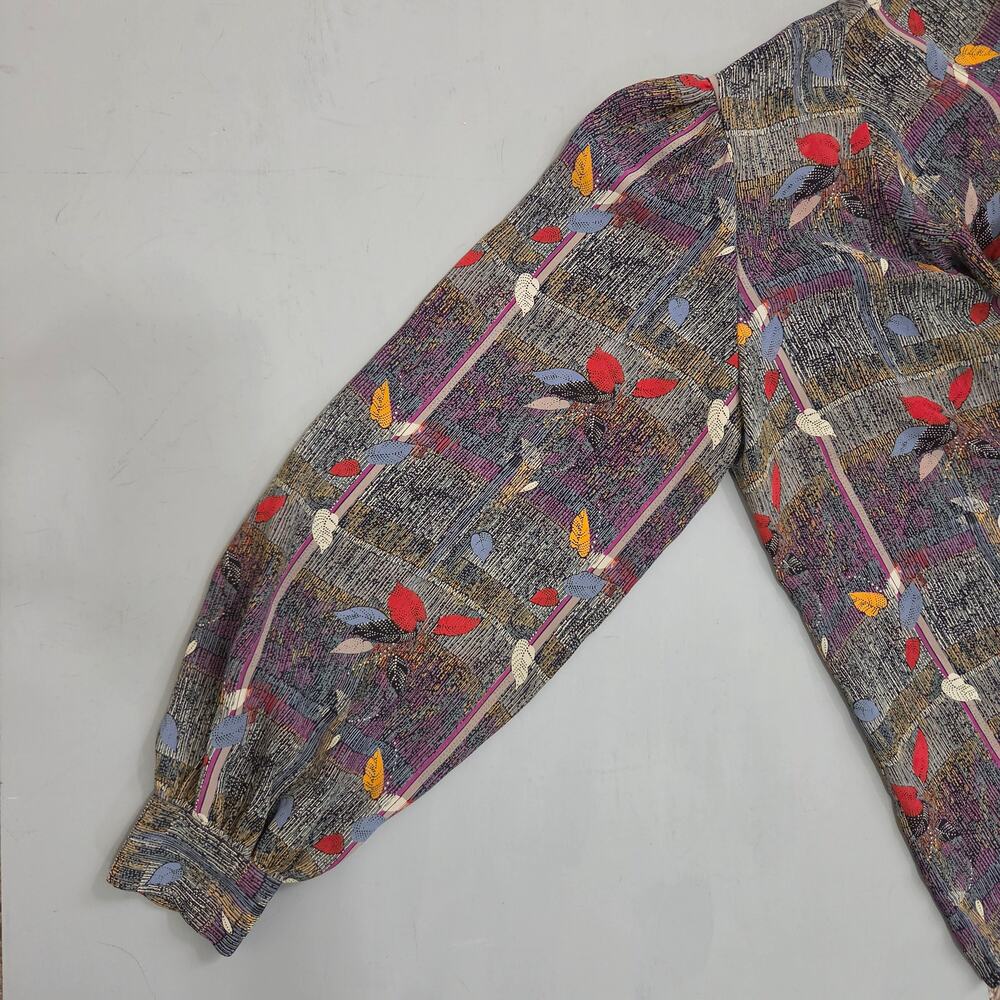 Vintage 80s Blouse Alexandria Womens Large Office Dressy Puff Shoulder Cowl Neck - Picture 8 of 15